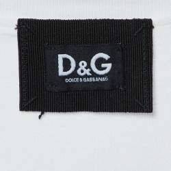 Pre Owned Dolce & Gabbana White Cotton Tweed Trimmed T-Shirt S
