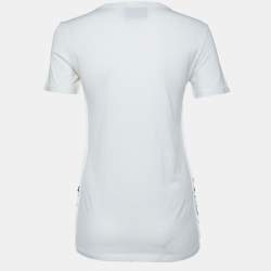 Pre Owned Dolce & Gabbana White Cotton Tweed Trimmed T-Shirt S