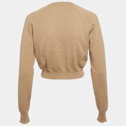 Pre Owned Dolce & Gabbana Camel Brown Cashmere Knit Crop Cardigan M