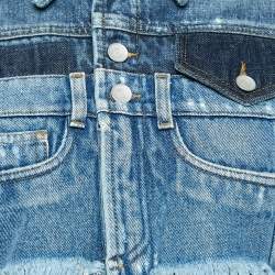Pre Owned Dolce & Gabbana Blue Patched Denim Lace-Up Crop Jacket XS