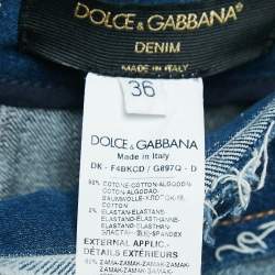 Pre Owned Dolce & Gabbana Blue Denim Patch Work Flared Short Skirt XS