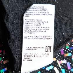 Pre Owned Dolce & Gabbana Black Holographic Lurex Jersey Turtle Neck Mini Dress S