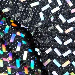 Pre Owned Dolce & Gabbana Black Holographic Lurex Jersey Turtle Neck Mini Dress S