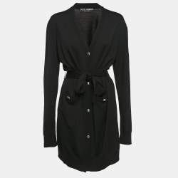 Pre Owned Dolce & Gabbana Black Knit Belted Long Cardigan M