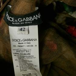 Pre Owned Dolce & Gabbana Brown Rose & Leopard Print Organza Tiered Short Dress M