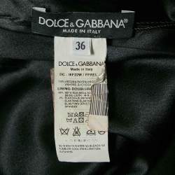 Pre Owned Dolce & Gabbana Black Floral Print Crepe Long Sleeve Maxi Dress XS