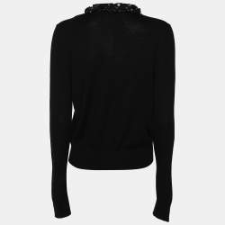 Pre Owned Dolce & Gabbana Black Wool/Silk Sweaters Cardigan M