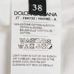 Dolce & Gabbana White Printed Cotton Sleeveless T-Shirt S