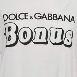 Dolce & Gabbana White Printed Cotton Sleeveless T-Shirt S