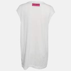 Dolce & Gabbana White Printed Cotton Sleeveless T-Shirt S
