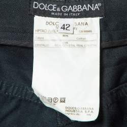 Pre Owned Dolce & Gabbana Black Crystal Embellished Capri Pants M