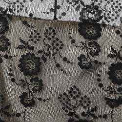 Pre Owned D&G Black Floral Tulle Dress M