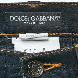 Pre Owned Dolce & Gabbana Blue Faded Denim Girly Jeans S Waist 28"