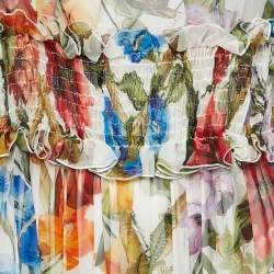 Pre Owned Dolce & Gabbana Multicolor Floral Print Silk Tiered Maxi Dress M