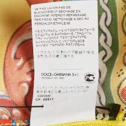 Pre Owned Dolce & Gabbana Yellow Caretto Print Silk Cardigan M