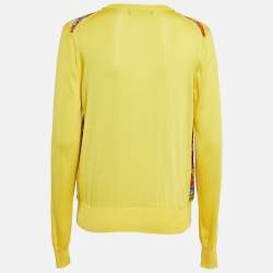 Pre Owned Dolce & Gabbana Yellow Caretto Print Silk Cardigan M