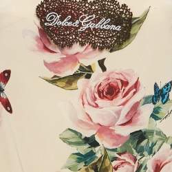 Pre Owned Dolce & Gabbana Pink Floral Print Silk and Lace Trim Cami Top L