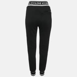 Pre Owned Dolce & Gabbana Black Logo Band Jersey Drawstring Sweatpants XS