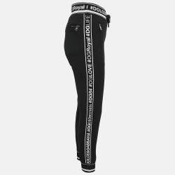 Pre Owned Dolce & Gabbana Black Logo Band Jersey Drawstring Sweatpants XS