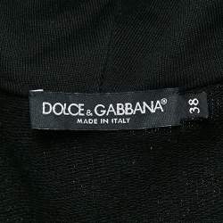Pre Owned Dolce & Gabbana Black Logo Band Jersey Zip-Up Hooded Sweatshirt S