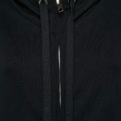 Pre Owned Dolce & Gabbana Black Logo Band Jersey Zip-Up Hooded Sweatshirt S