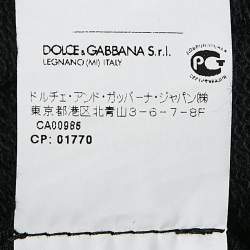 Pre Owned Dolce & Gabbana Black Logo Band Jersey Zip-Up Hooded Sweatshirt S