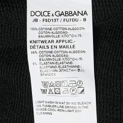 Pre Owned Dolce & Gabbana Black Logo Band Jersey Zip-Up Hooded Sweatshirt S