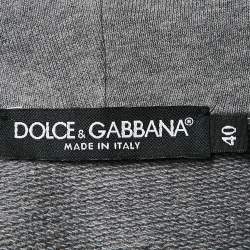 Pre Owned Dolce & Gabbana Grey Logo Band Jersey Hooded Sweatshirt S