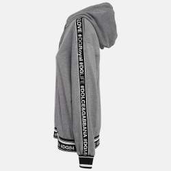 Pre Owned Dolce & Gabbana Grey Logo Band Jersey Hooded Sweatshirt S