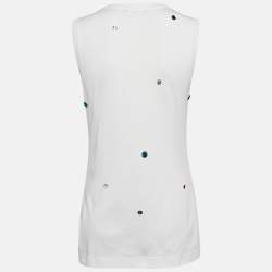 Pre Owned Dolce & Gabbana White Crystal Embellished Jersey Tank Top S