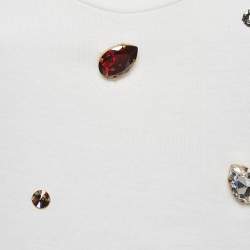 Pre Owned Dolce & Gabbana White Crystal Embellished Jersey Tank Top S