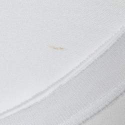 Pre Owned Dolce & Gabbana White Logo Print Cotton Patchwork Detail T-Shirt S