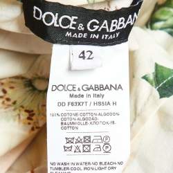 Pre Owned Dolce & Gabbana Yellow Floral Print Flounced Mini Dress M