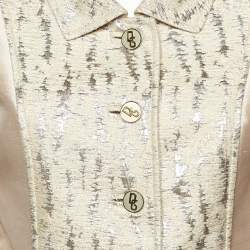 Pre Owned Dolce & Gabbana Beige Silk Blend Lurex Panel Detail Blazer M