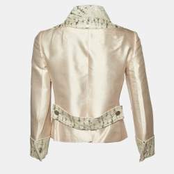 Pre Owned Dolce & Gabbana Beige Silk Blend Lurex Panel Detail Blazer M