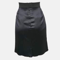 Pre Owned Dolce & Gabbana Black Satin Silk Pencil Skirt M