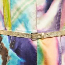 Pre Owned Dolce & Gabbana Multicolor Tie-Dye Print Satin Sheath Dress S