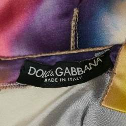 Pre Owned Dolce & Gabbana Multicolor Tie-Dye Print Satin Sheath Dress S