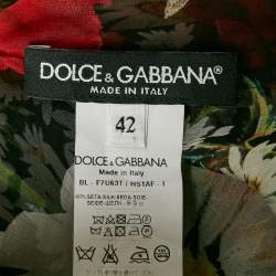 Dolce & Gabbana Black Floral Print Silk Sheer Top M