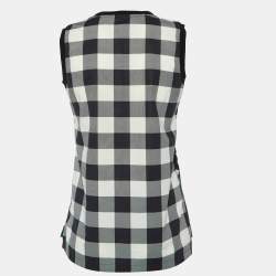 Pre Owned Dolce & Gabbana Black Floral and Checked Print Cotton Sleeveless Top S