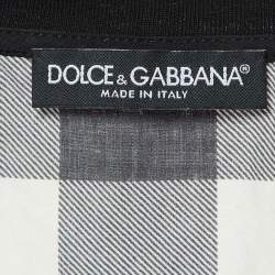 Pre Owned Dolce & Gabbana Black Floral and Checked Print Cotton Sleeveless Top S