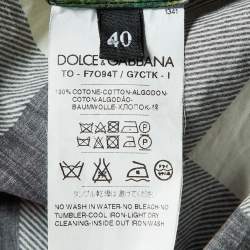 Pre Owned Dolce & Gabbana Black Floral and Checked Print Cotton Sleeveless Top S