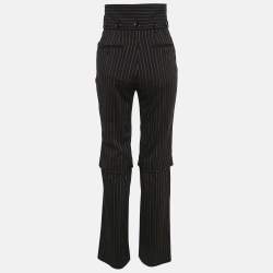 Pre Owned Dolce & Gabbana Black Pinstripe Wool Detachable Detail Trousers S