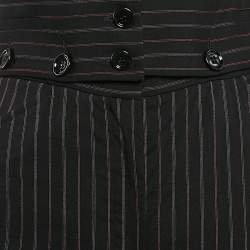 Pre Owned Dolce & Gabbana Black Pinstripe Wool Detachable Detail Trousers S