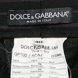 Pre Owned Dolce & Gabbana Black Pinstripe Wool Detachable Detail Trousers S