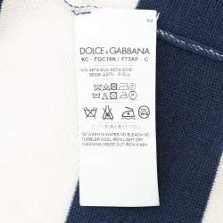 Pre Owned Dolce & Gabbana Blue/White Stretch Knit Stripe Sweatshirt M