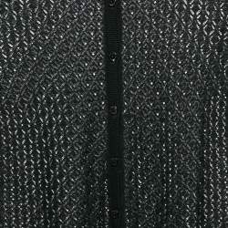 Pre Owned Dolce & Gabbana Black Silk Knit Buttoned Cardigan M