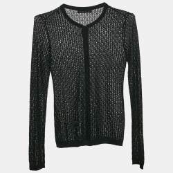 Pre Owned Dolce & Gabbana Black Silk Knit Buttoned Cardigan M