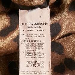 Pre Owned Dolce & Gabbana Brown Leopard Print Wool Midi Dress S