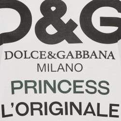Pre Owned Dolce & Gabbana White Logo Print Jersey Crew Neck T-Shirt S
